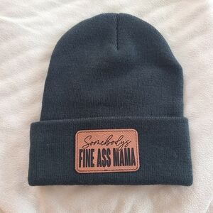 Black Beanie with Brown Patch NEW